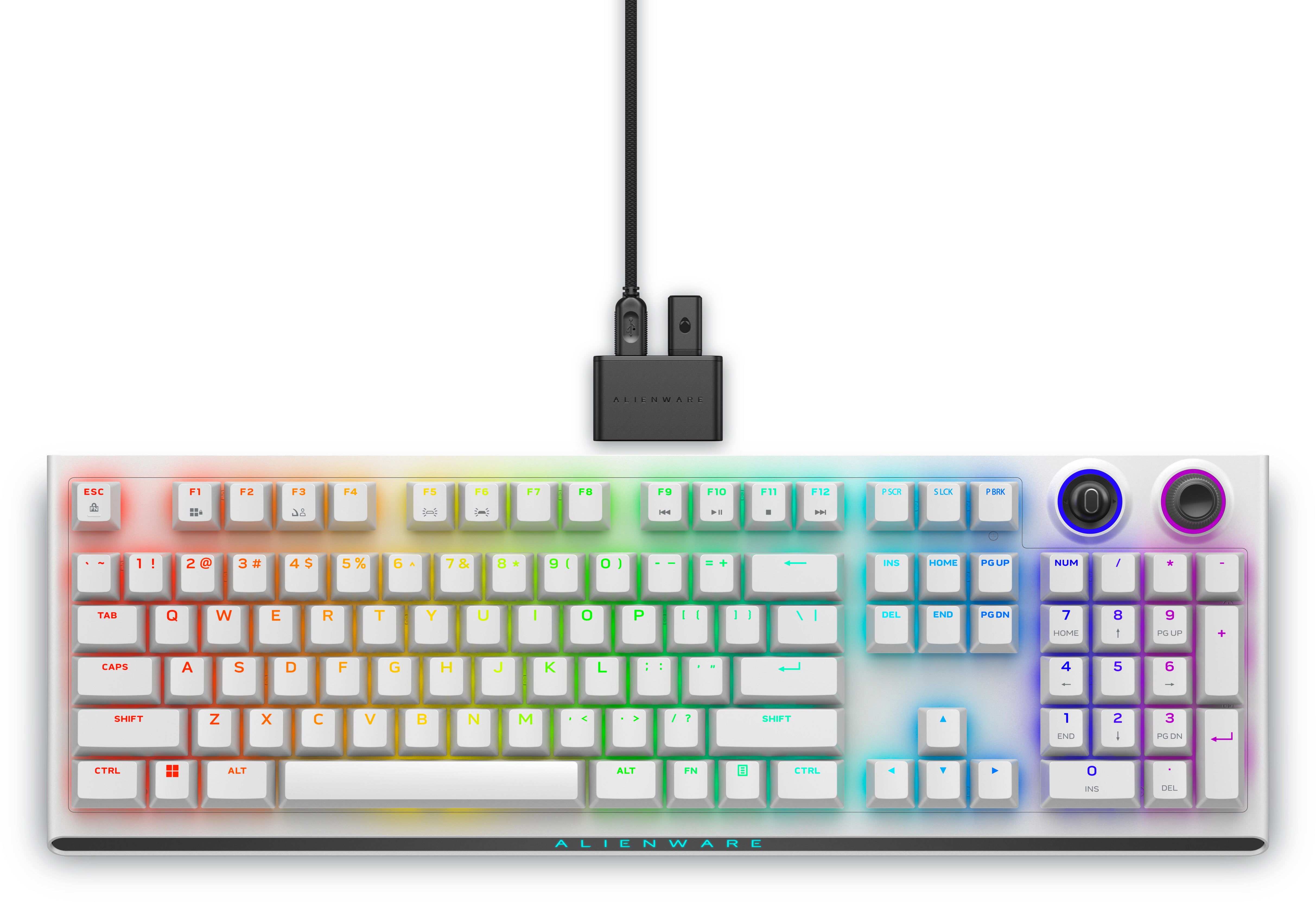 Alienware AW920K – Gaming-Tastatur – Mechanisch, RGB – Bluetooth & 2,4 GHz – USB-C – QWERTY (US) – Weiss