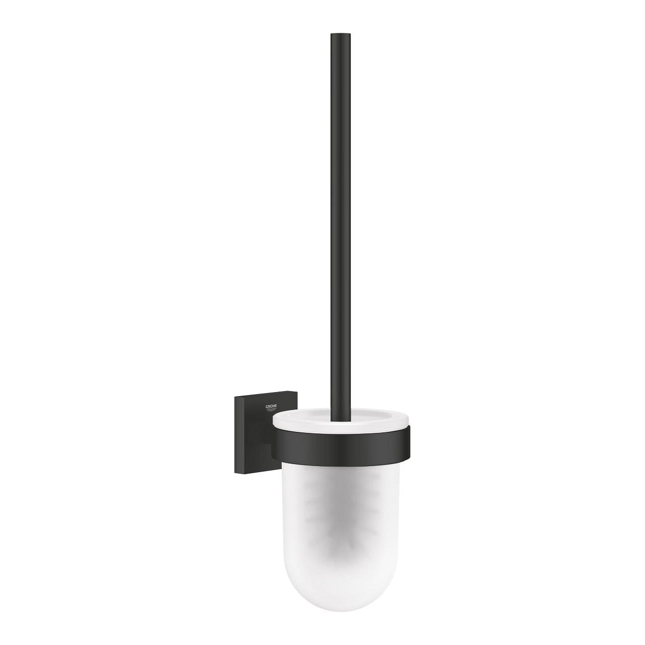 GROHE Start Cube – WC-Bürstenset – Metall matt, schwarz, wandmontiert, H 39,9 cm, Ø 14,5 cm