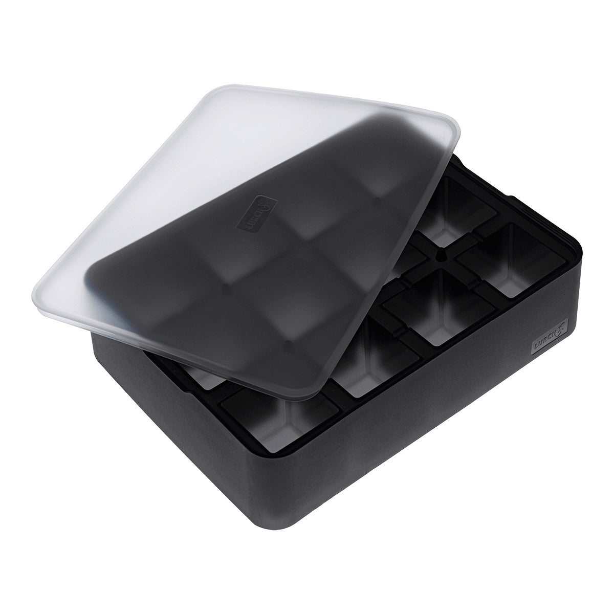 Lurch Eiswürfelform 12 Stk., 4 × 4 cm, Silikon, mit Deckel, Schwarz