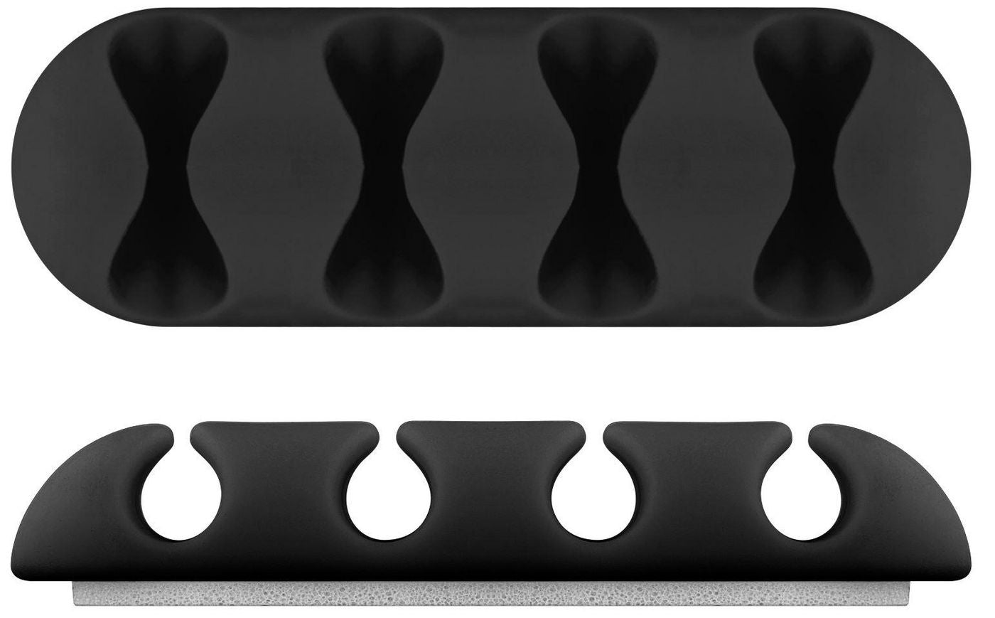 Microconnect Kabelhalter, 4-fach, selbstklebend, 2er-Pack – schwarz