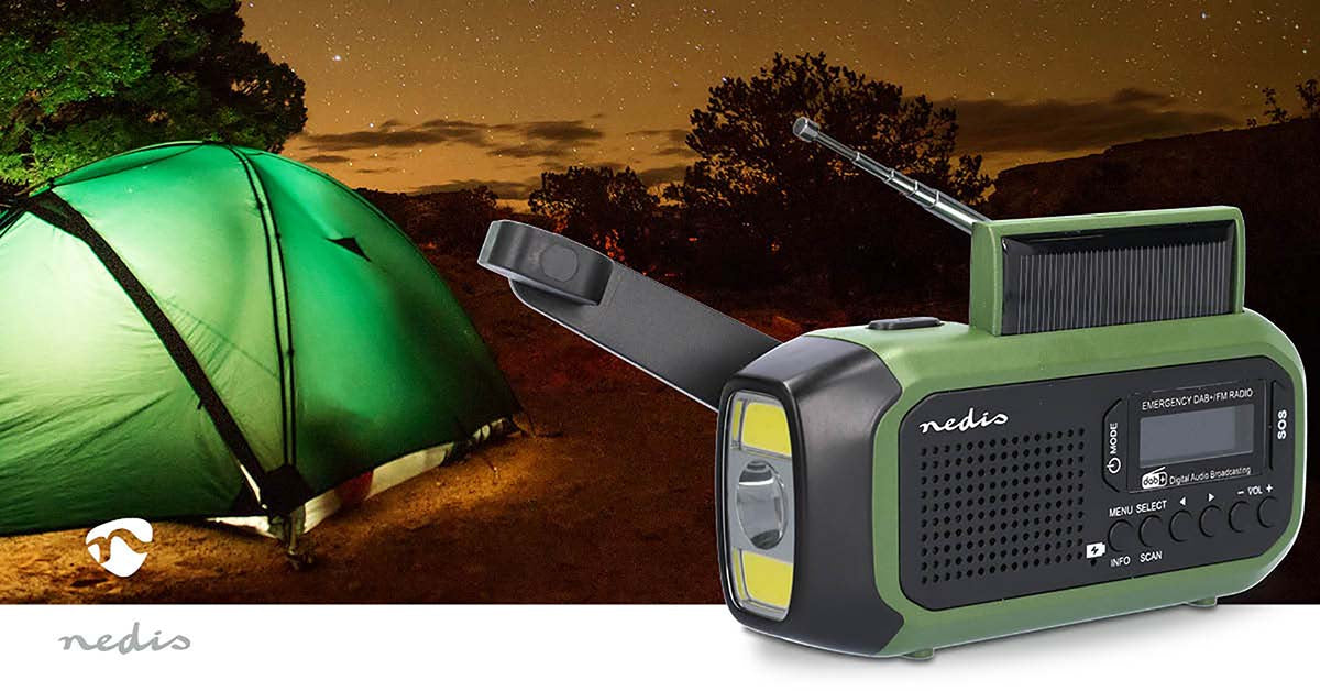 Nedis Notfallradio – Tragbares DAB+ Radio, UKW, 15 h Akku – Grün/Schwarz