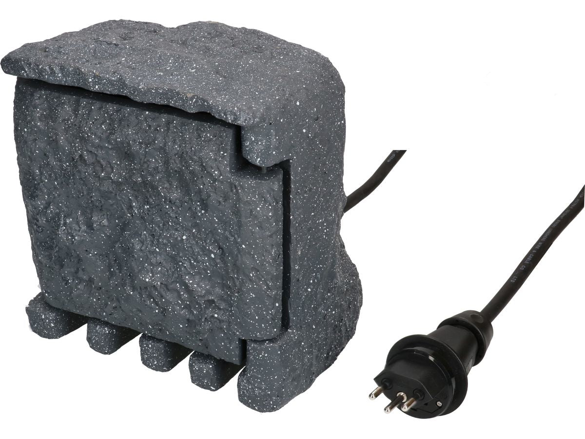 Max Hauri AG Max Hauri Gartenstromverteiler, 2×T13, IP55, 1,4 m, Zeitschaltuhr, Flip-Top-Deckel – Anthrazit