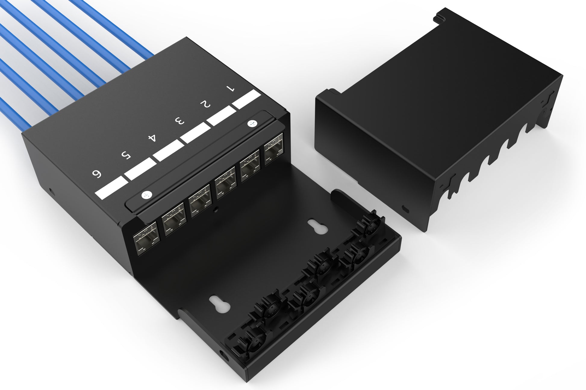 Digitus DN-93708-6 – Konsolidierungsbox, 6× Keystone-Module (RJ-45), Stahl, Schwarz, 135×203×54 mm
