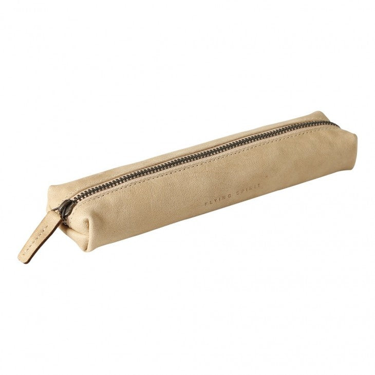 Clairefontaine Flying Spirit Schlamperetui, leer – beige – Leder – 20,7 × 3,0 × 5,0 cm