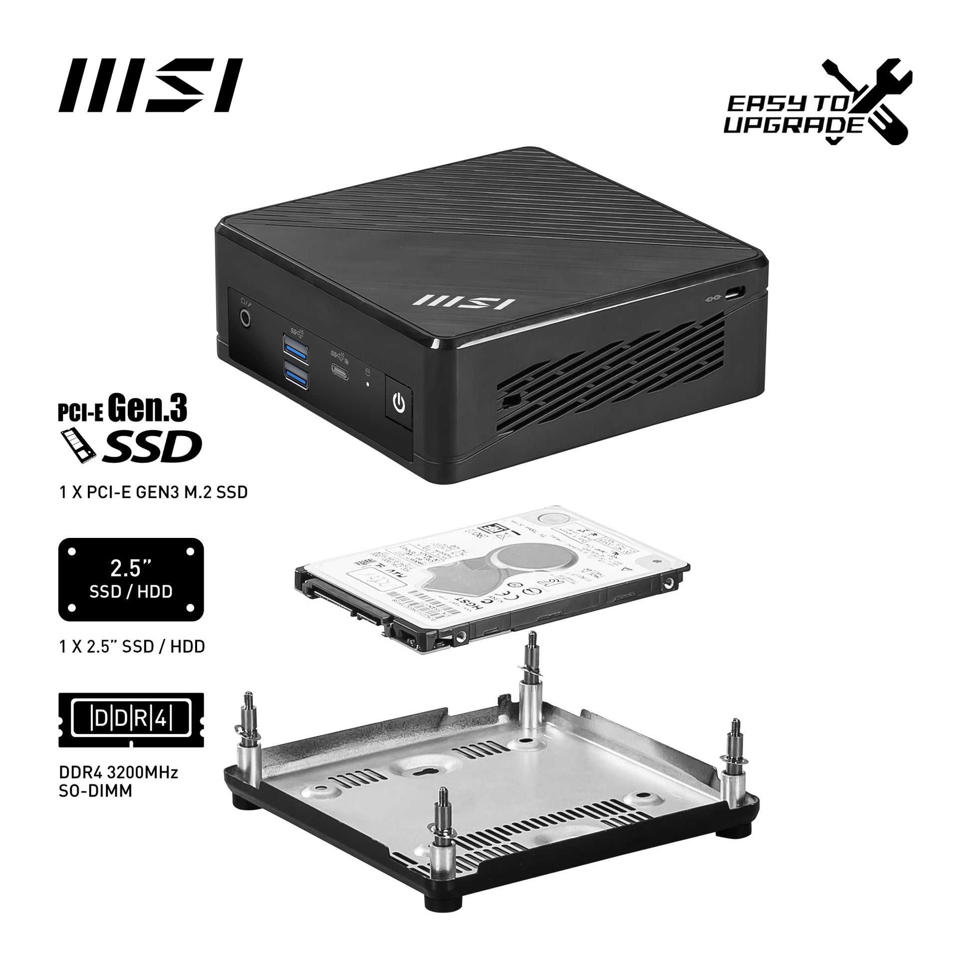 MSI Cubi N ADL-006DE Micro – Intel N200, 4 GB RAM, 128 GB SSD, Windows 11 Pro