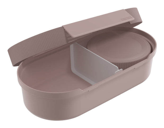 SIGG Lunchbox 1 l + 300 ml, 12,5 × 25 × 6 cm, Polypropylen (PP), rosa/beige, 2 Fächer