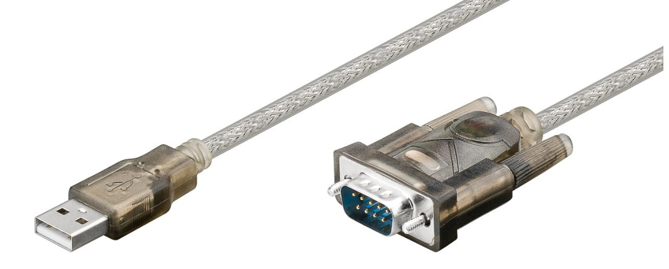 Microconnect USB-A zu RS-232 (DB9) Adapter – Prolific Chipsatz, 1,5 m, USB 2.0, für Windows 10, Transparent