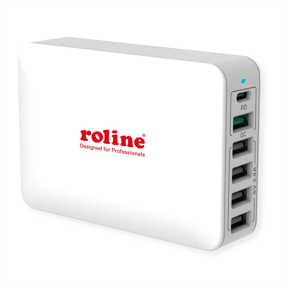 ROLINE USB-Desktop-Ladegerät 60 W – USB-C×1, USB-A×5 – PD, QC 3.0 – Weiss