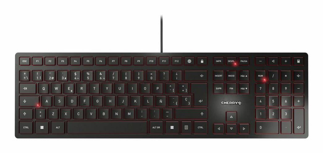 CHERRY KC 6000 SLIM – Tastatur, kabelgebunden (USB-A), ES-Layout (ES), Fullsize (mit Ziffernblock)