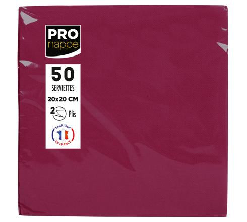 PRONAPPE PRO nappe Cocktail Servietten – Bordeaux – 20 × 20 cm, 2-lagig – 50 Stück