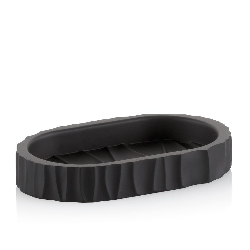 Kela Seifenschale Merida – Polyresin, 9×15×2,5 cm, Schwarz (oval)