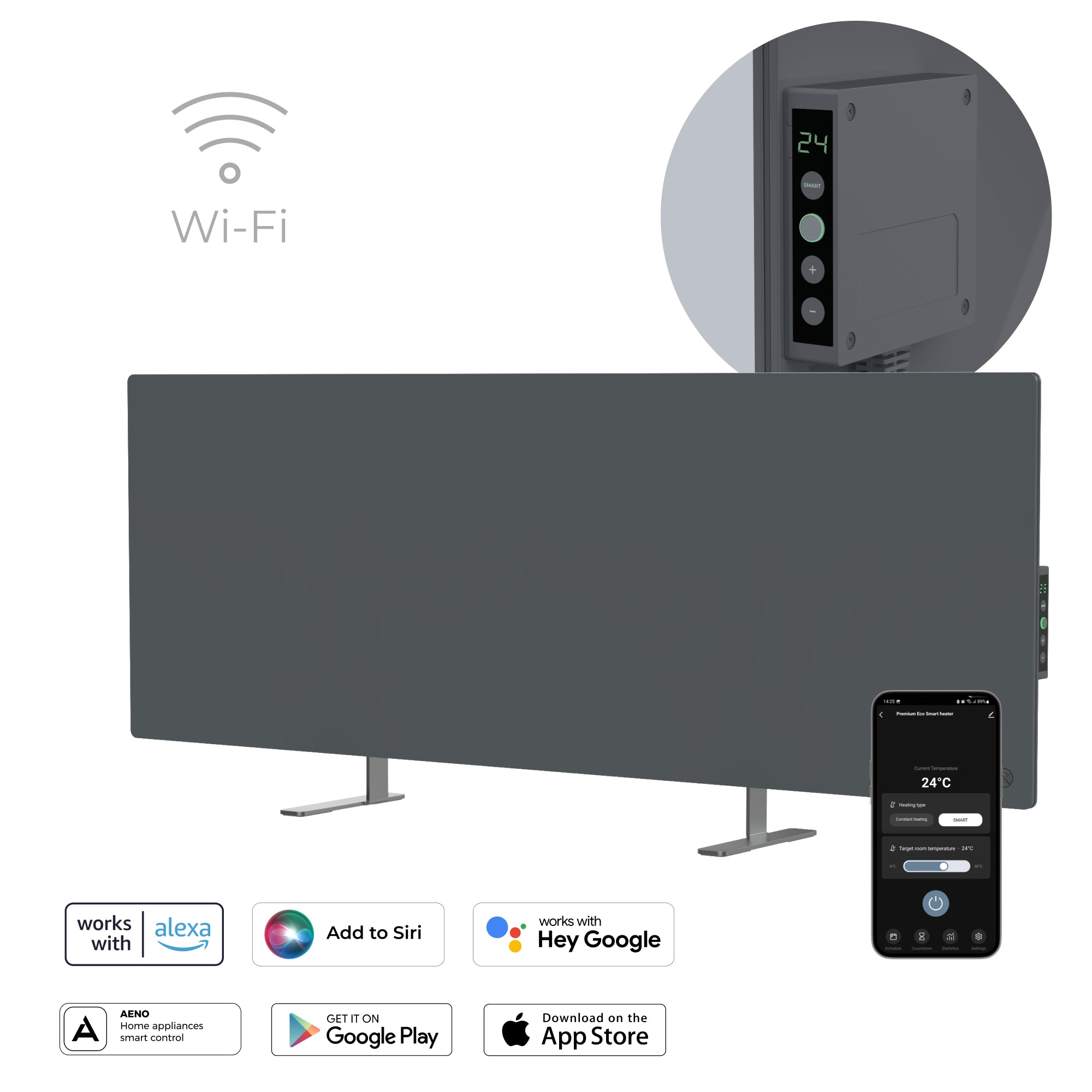 AENO Infrarot-Heizer AGH0005S – 700 W, bis 30m², WLAN, App-Steuerung