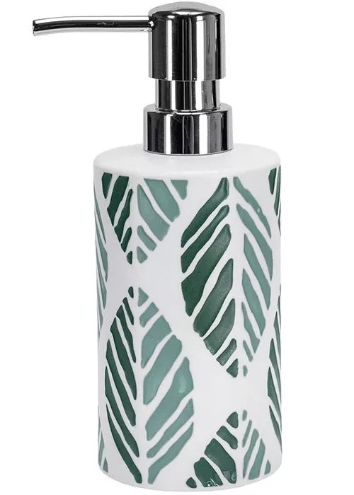 Kleine Wolke Leaf Seifenspender – Steinzeug, Grün/Weiss, 300 ml