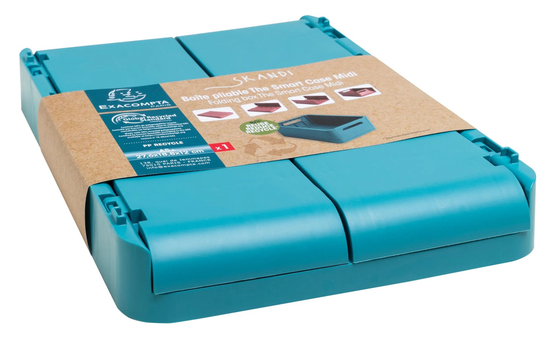 Exacompta Smart Case Midi Aufbewahrungsbox B 276 × H 120 × T 188 mm – für A5+, faltbar, blau