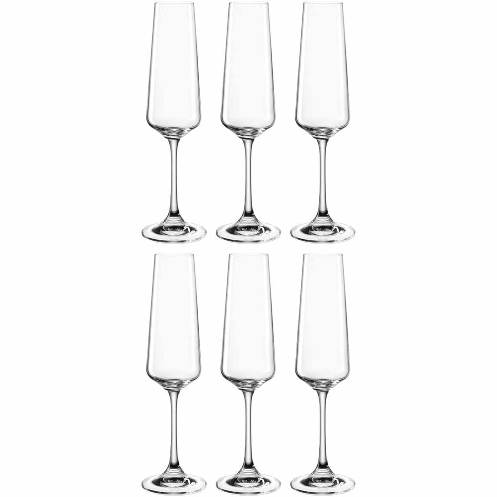 LEONARDO Paladino Sektglas – 0,22 l, Kristallglas, transparent, spülmaschinenfest, bruchfest, 6 Stück