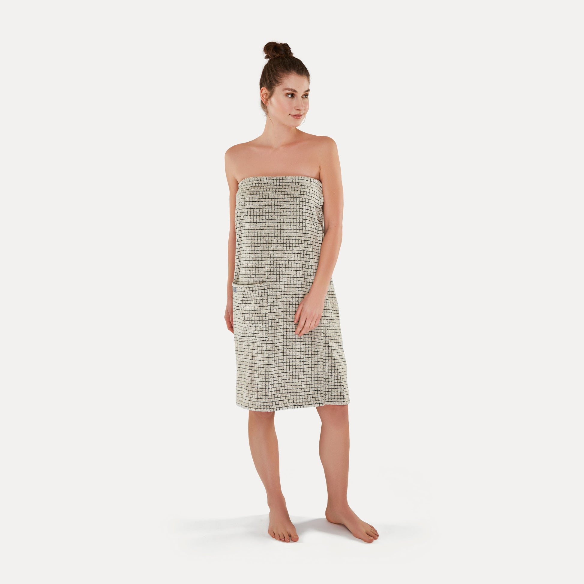 Möve Saunakilt Eden – Länge 85 cm, Grösse 40–48, Schwarz/Natur, Leinen
