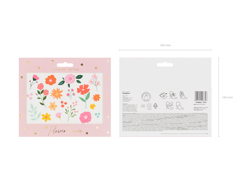 PartyDeco Face-Art Sticker Blumen – mehrfarbig – 190 × 165 mm – 19 Stk