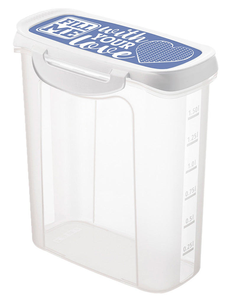 Rotho Vorratsdose 1,5 l, 9,8 × 16,9 × 20,2 cm, Polypropylen (PP), transparent/blau