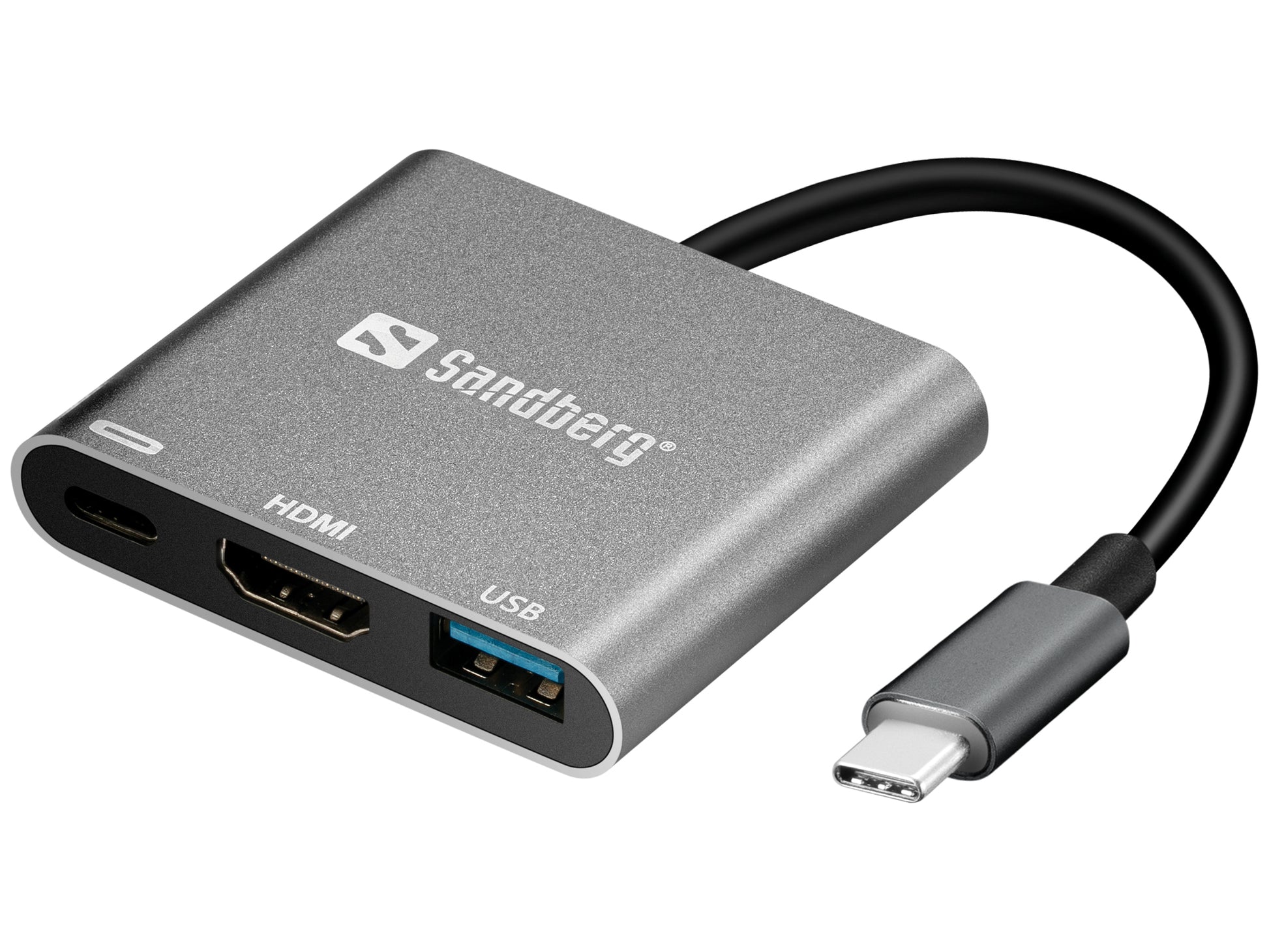 Sandberg Multiport-Adapter – USB-C, HDMI, USB-A, für Windows/Mac