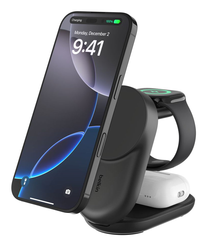 Belkin UltraCharge 3-in-1 Ladestation – 25 W, Qi, magnetisch, klappbar