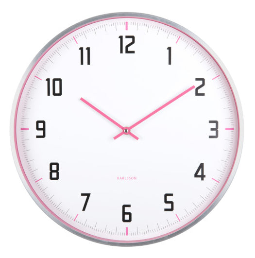 Karlsson Wanduhr Sporty – Ø 40 cm, rosa, Aluminium