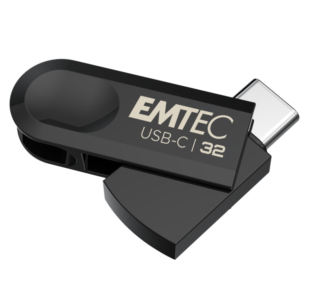Emtec C280 USB-Stick – 32 GB, USB 3.2, Gehäuse aus 100% recyceltem Kunststoff; drehbarer Verschluss