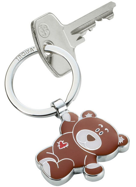 TROIKA Schlüsselanhänger Teddybär Bruno – Metall, Braun, 6er-Pack