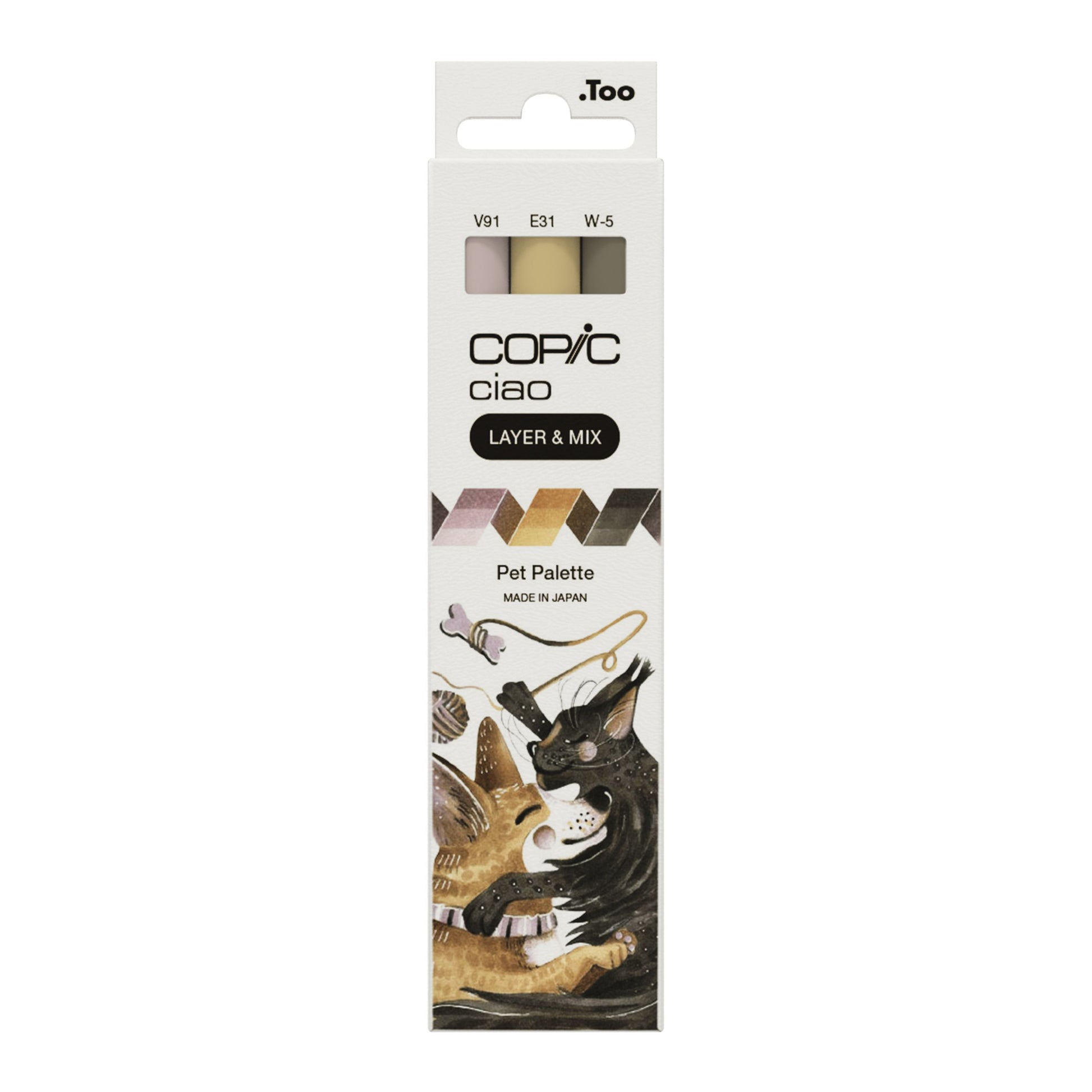 Copic Ciao Pinselstift, Doppelspitze, Pet Palette – Kombi, alkoholbasiert, 3 Farben