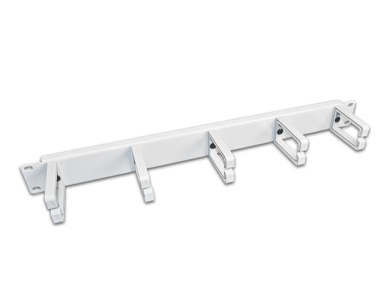 WIREWIN Kabelführungspanel 1HE – Kunststoff, Weiss, mit 5 Metallringen, 1er-Pack, für 19"-Rack