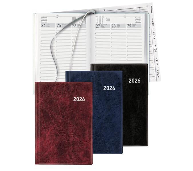 Biella Terminia Agenda – 1 Woche/2 Seiten, gebunden, 14,5 × 20,5 cm, Jan–Dez, schwarz, FSC