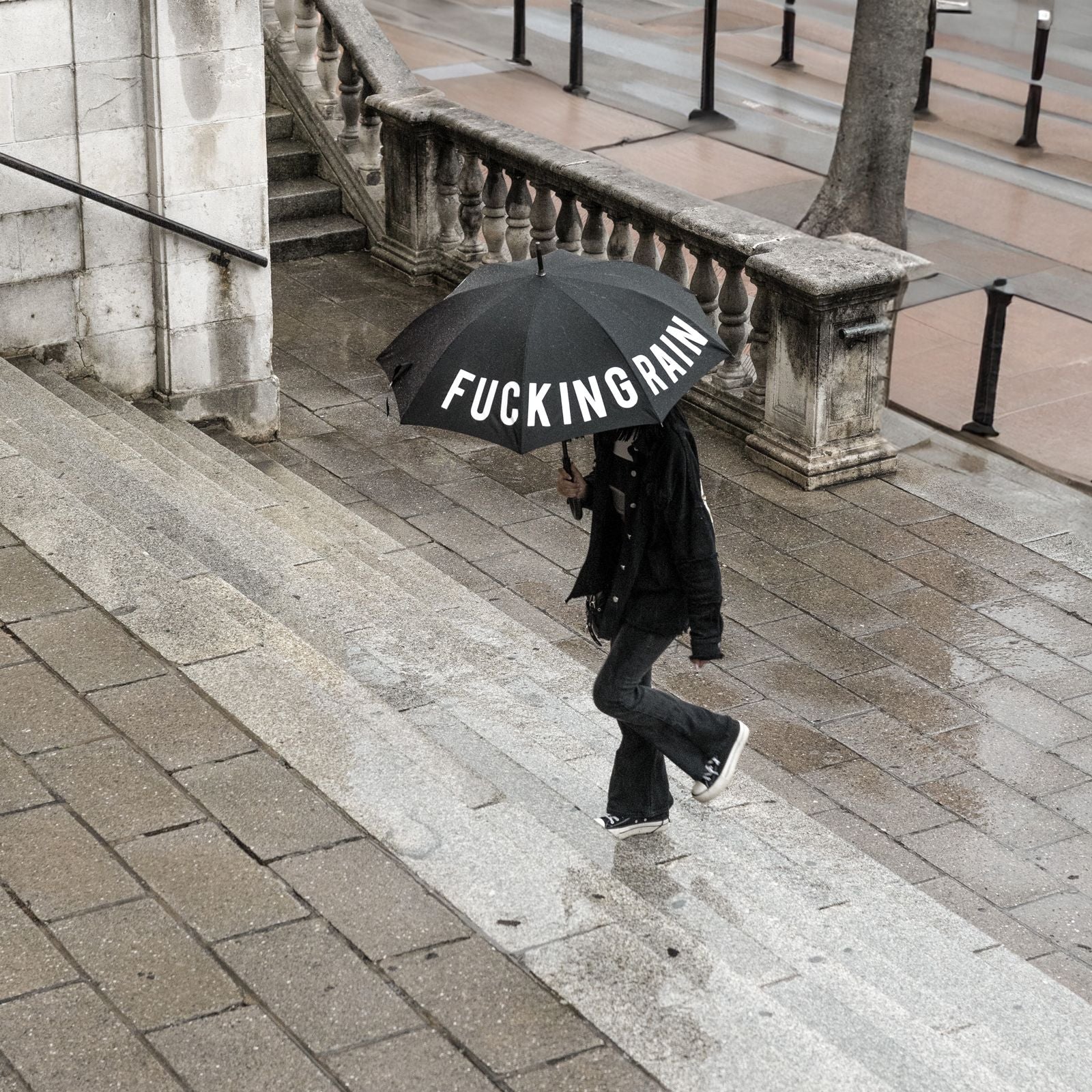 Trendform Taschenschirm Fucking Rain – Ø 6 cm, L 20 cm – schwarz