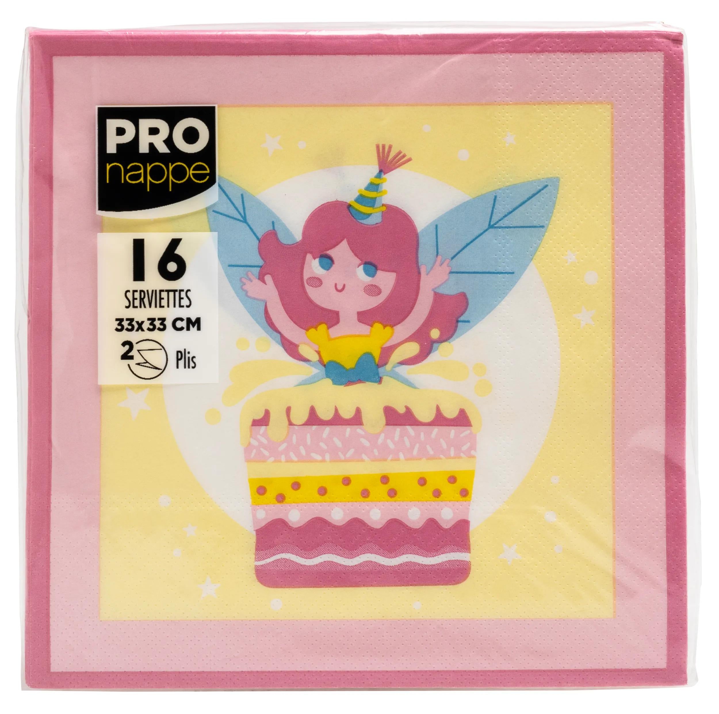 PRONAPPE Servietten Fee – mehrfarbig – 33 × 33 cm, 3-lagig – 16 Stück