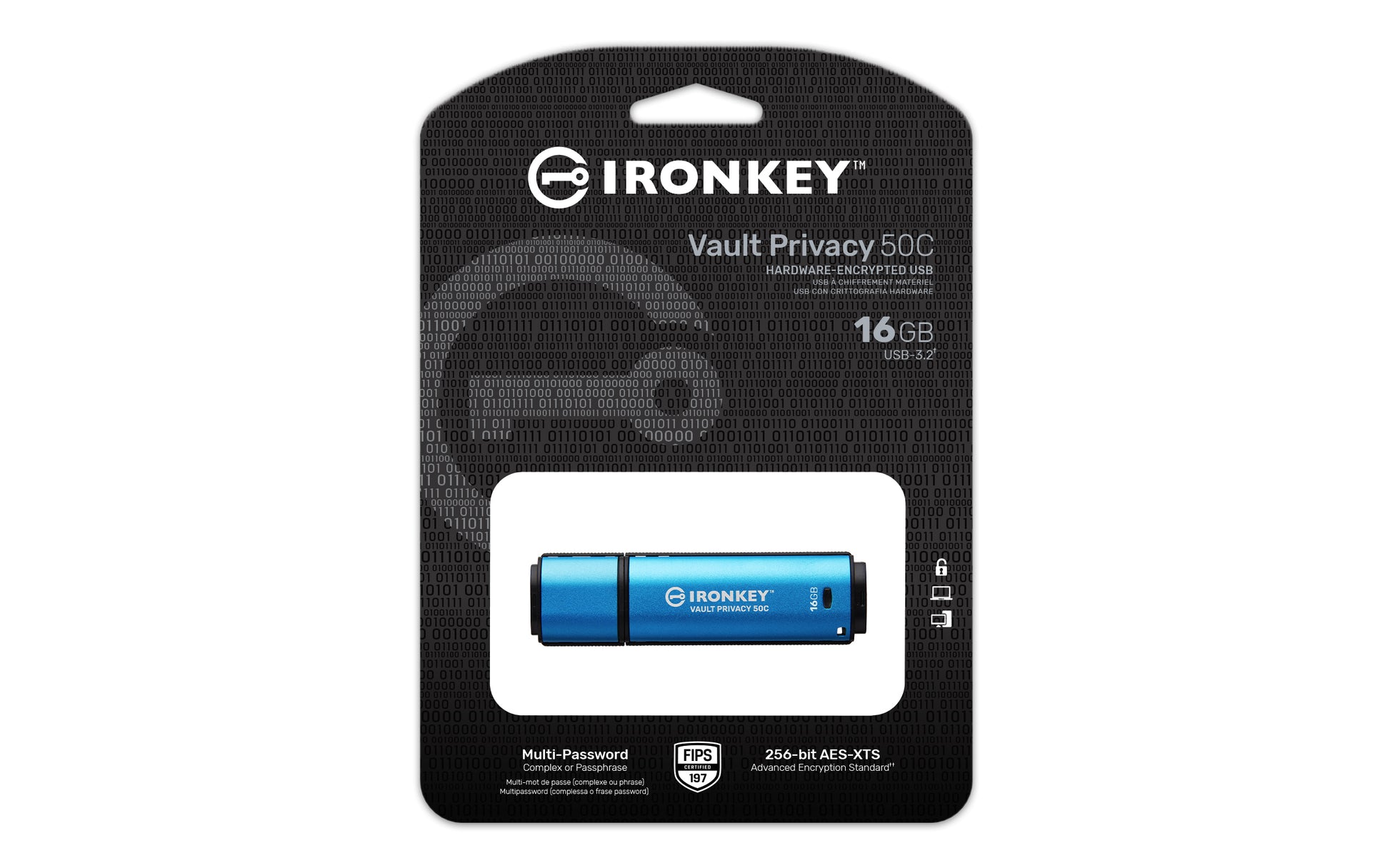 Kingston Technology Kingston IronKey Vault P 50C USB-Stick – 16 GB, USB-C, AES-256, FIPS 197