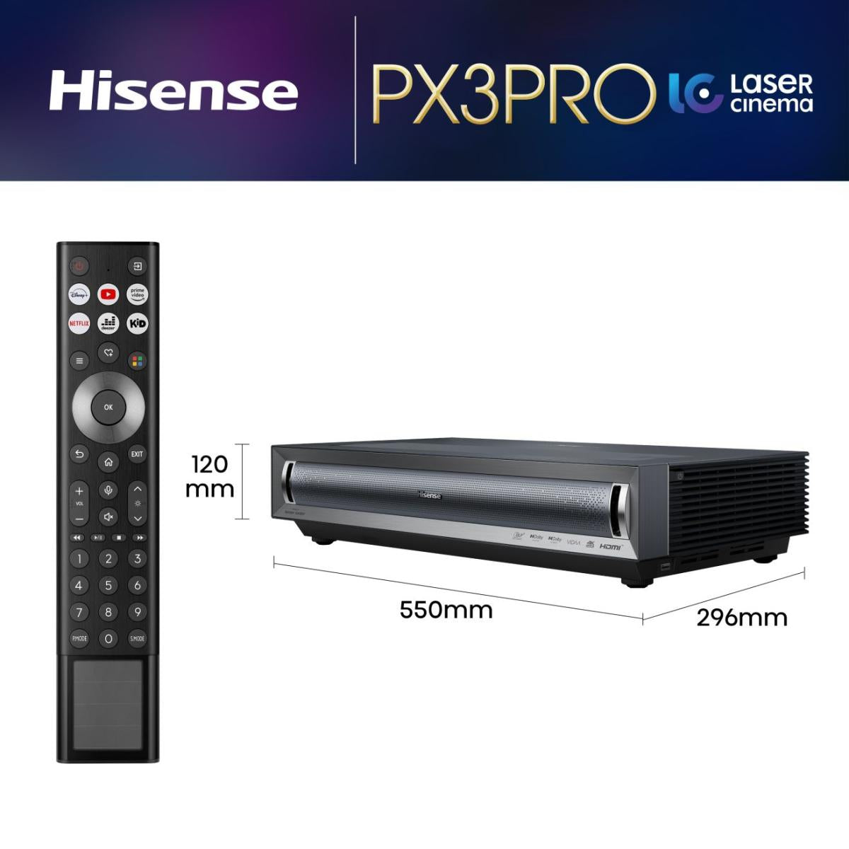 Hisense PX3-Pro – Ultra-Kurzwurf DLP Laser, 4K UHD, 2700 ANSI Lumen, Smart