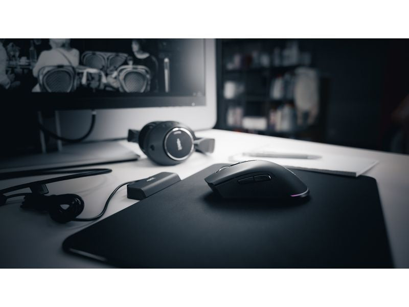 ONIT F02014 Maus & Mauspad (induktiv) – Maus – Kabellos (Bluetooth/2,4 GHz), 8000 DPI, rechts, schwarz