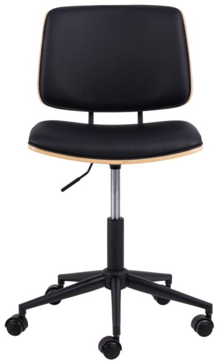 Actona AC Design Bürostuhl Owen – schwarz, Holzrücken