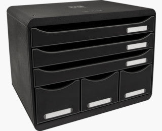Exacompta STORE-BOX MAXI Schubladenelement – 6 Schubladen, für A4+, schwarz, B 270 × H 271 × T 355 mm