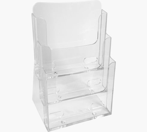 Exacompta Tischprospekthalter 3 Fächer A4 – Polystyrol, transparent – 155×339×237 mm