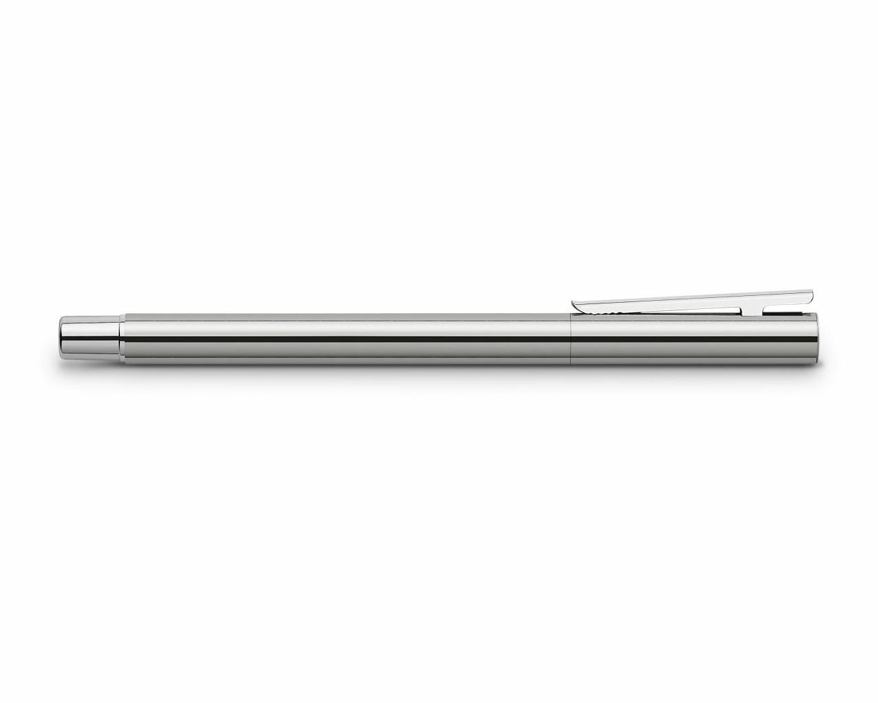 Faber-Castell NEO Slim – Tintenroller, Schwarz, Edelstahl, Silber