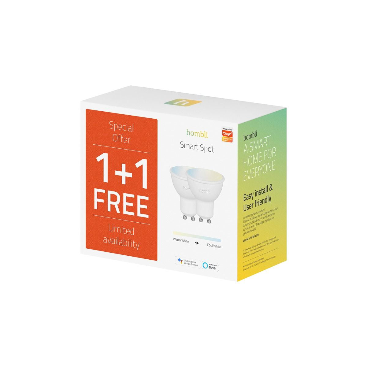 Hombli Smart-Leuchtmittel GU10 – 2700–6500 K, 350 lm, 4,5 W, WLAN – 2 Stk.