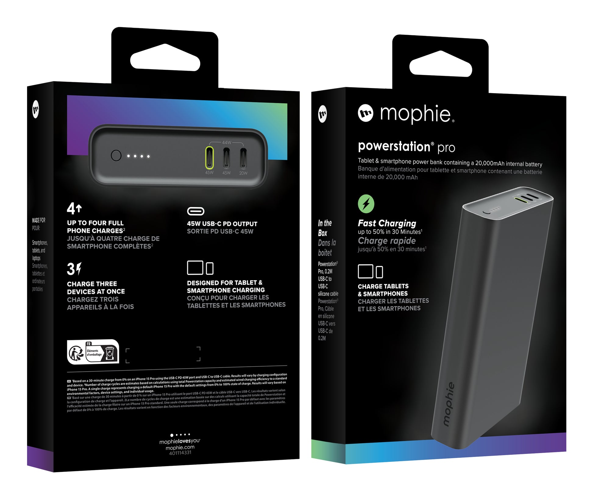 Mophie – Powerbank 20000 mAh, Schwarz