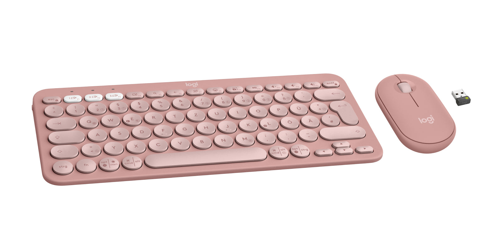 Logitech Pebble 2 Combo – Tastatur- und Maus-Set – Mini, Scherenmechanik – Bluetooth & 2,4 GHz (Logi Bolt) – QWERTZ (DE)