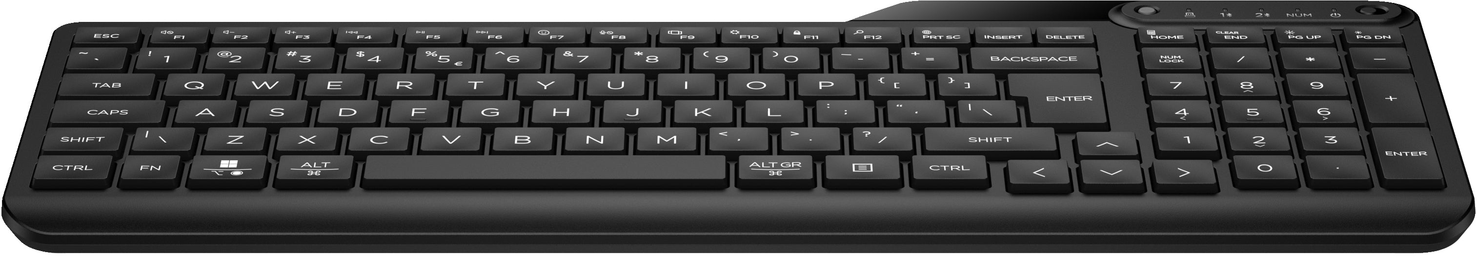 HP 475 – Tastatur, kabellos (Bluetooth/2,4 GHz), CH-Layout (DE-CH), Fullsize (mit Ziffernblock), Schwarz