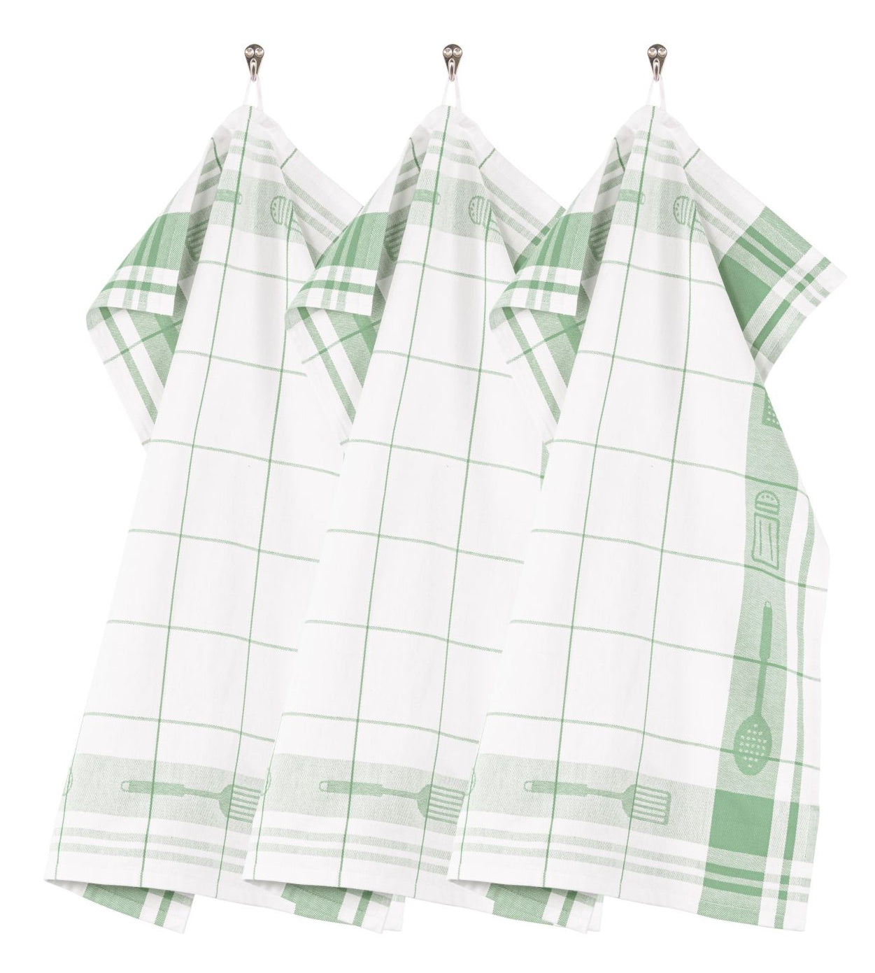 Tiseco Geschirrtücher 3er-Set, 50 × 70 cm, Baumwolle, Grün