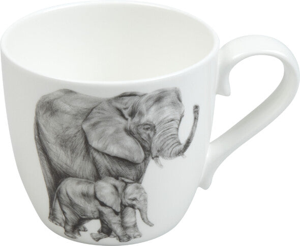 Könitz Porzellan Könitz Becher Amazing Animals Elefanten – 450 ml, Ø 9,7 cm, H 8,8 cm, Knochenporzellan, spülmaschinenfest
