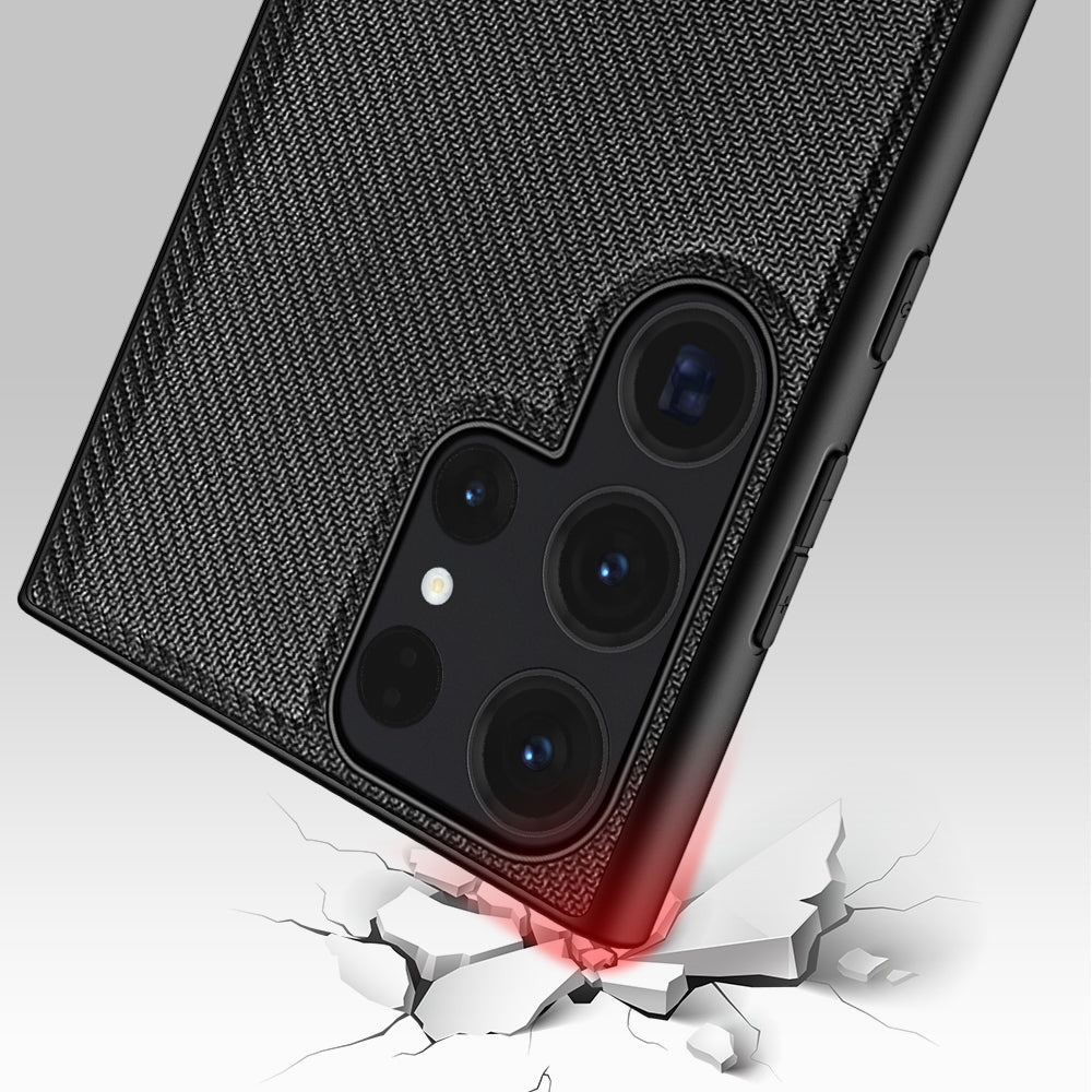 nevox StyleShell NYLO Backcover – für Samsung Galaxy S25 Ultra, Nylon+PC+TPU, schwarz, Karbonfaser