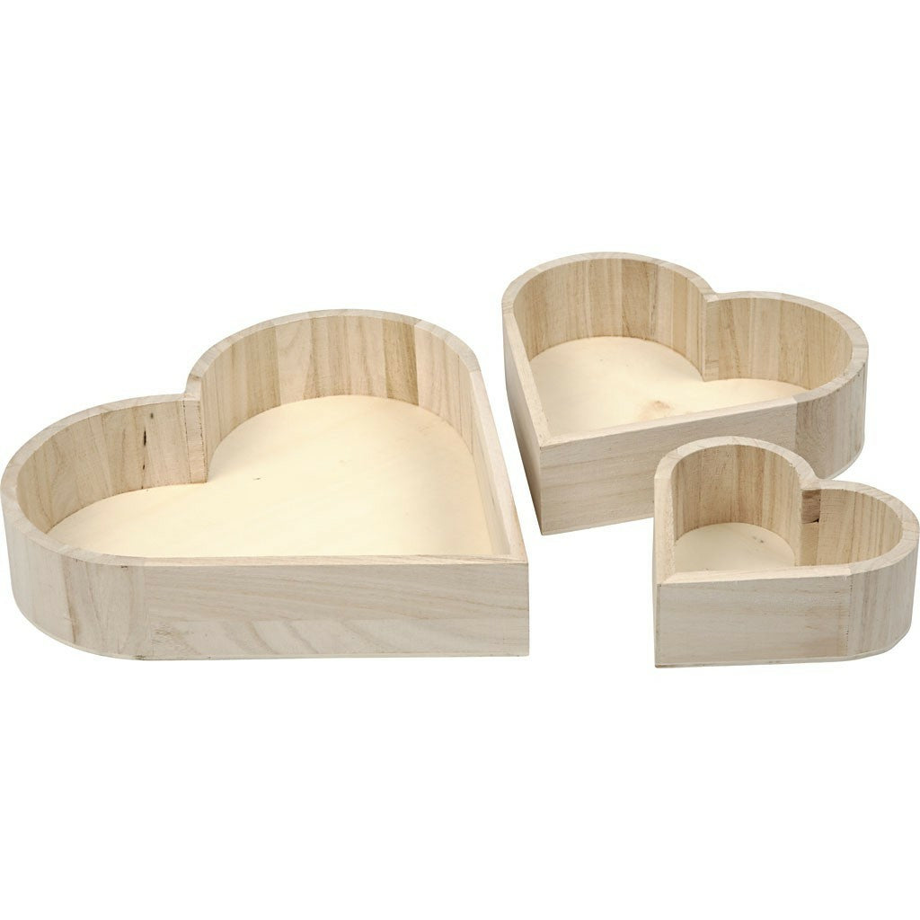 Creativ Company Schale – Holz, braun, 3-teilig – Ø 25 × 5,2 cm