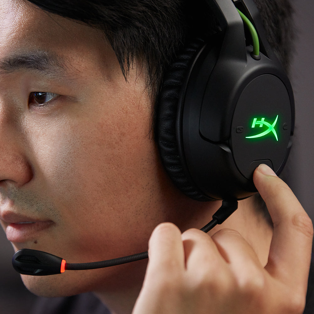 HyperX CloudX Flight HX-HSCFX-BK W Gaming-Headset – On-Ear, Stereo, BT, für Xbox, Schwarz/Grün