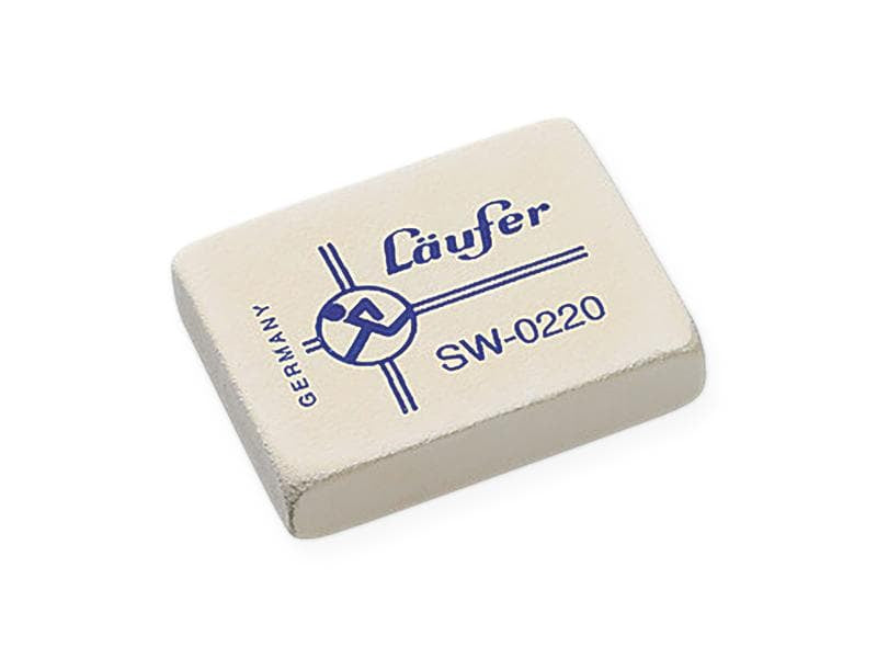 Laufer Läufer Radiergummi 02200 – für Bleistift- & Farbstifte, Naturkautschuk, weich, 48 × 36 × 10 mm, 1 Stk.