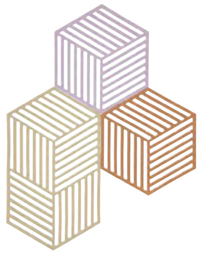 Zone Denmark Hexagon – Topfuntersetzer, 3er Set, 14 × 16/24 × 0,9 cm, Silikon, Mehrfarbig